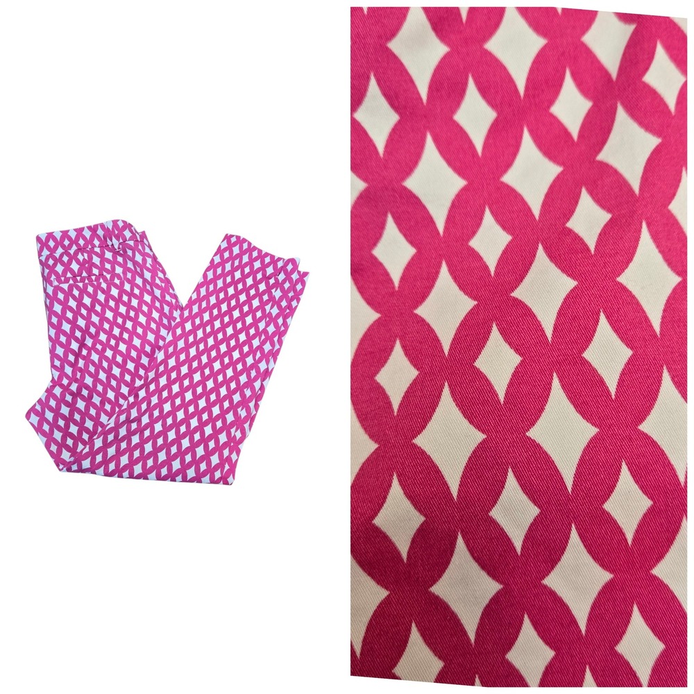 Nautica Cropped Pink White Geometric Print Career Casual Pants Sz 8‎